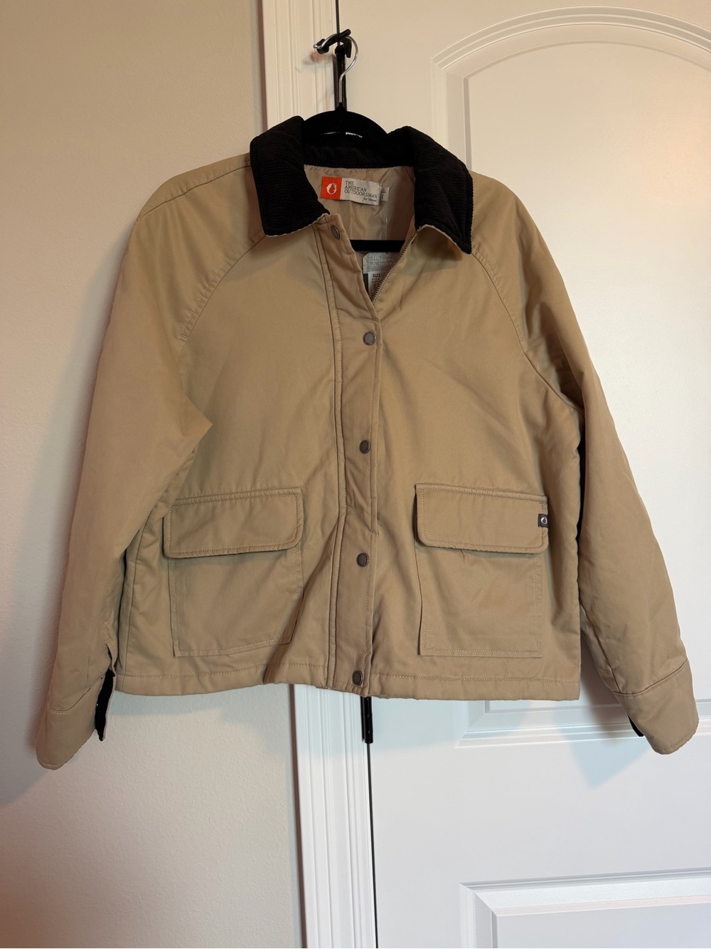 NWT The American Outdoorsman Tan Canvas Barn Jacket with Corduroy Collar- Size M